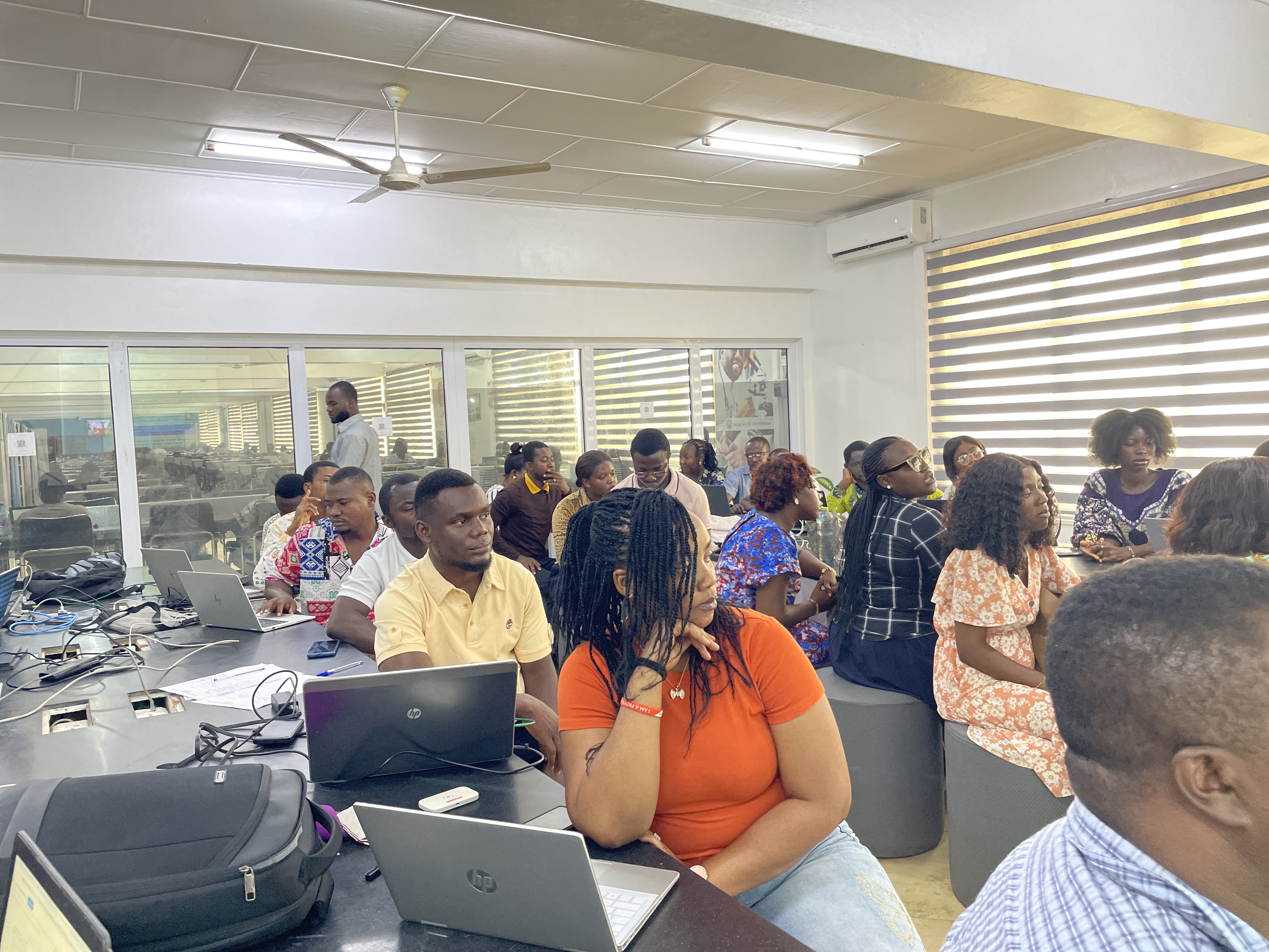 KNUST students working together during a collaborative learning session
